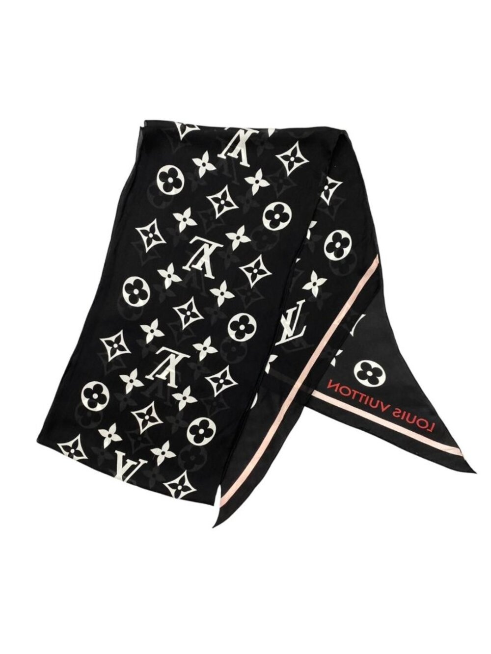 Louis Vuitton Silk Scarf Etole LV Idylle Monogram Noir Black Pink - Picture 2 of 10
